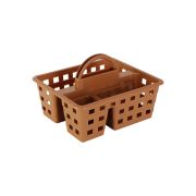 Sukhson India Plastic 3 Section Plastic Desk Remote Mobiles Stationery Pen Holder and Makeup Organizer Storage Basket (Pack of 1) | Brown