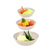 Sukhson India Set of 3 Multipurpose Plastic Baskets for Fruits Vegetables Chocolate Storage and Kitchen Fridge Dining Table Plastic Fruit & Vegetable Basket (Beige)