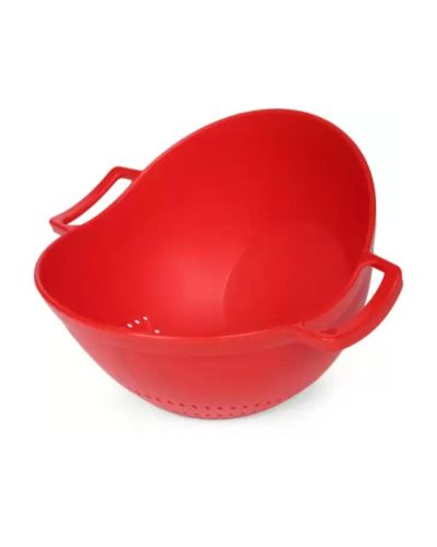 Sukhson India Veggie colander Washing Bowl and Strainer Colander (Round-Red Pack of 1)