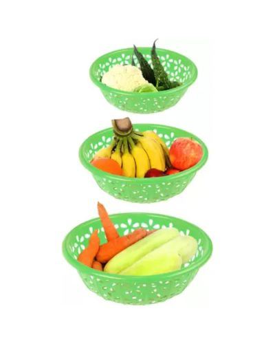 Sukhson India Set of 4 Multipurpose Plastic Baskets for Fruits Vegetables Chocolate Storage and Kitchen Fridge Dining Table Plastic Fruit & Vegetable Basket (Green)