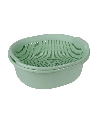 Sukhson India Westside colander Washing Bowl and Strainer Colander with Tub-Green