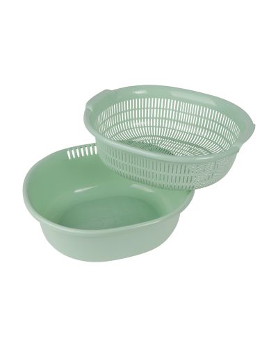 Sukhson India Westside colander Washing Bowl and Strainer Colander with Tub-Green