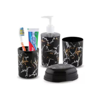 Sukhson India Plastic Bathroom Set (Pack of 4) | Black