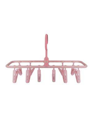 SUKHSON INDIA Plastic Square Easy Cloth Drying Stand Hanger with 10 Clips/pegs, Baby Clothes Hanger Stand, (Pink, Set of 1)