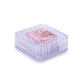 Sukhson India Diamond Coaster with stand - set of 6 - Clear