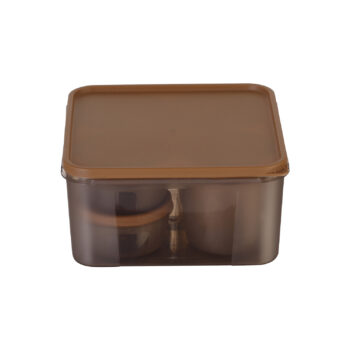 Sukhson India Plastic Grocery Container  - 4850 ml (Pack of 7, Brown)