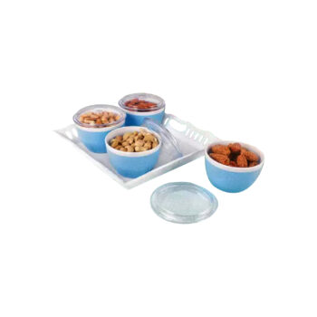 Sukhson India Plastic Grocery Container  - 300 ml (Pack of 5, Blue)