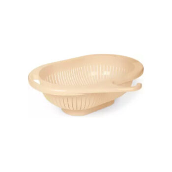 Sukhson India Veggie colander Washing Bowl and Strainer Colander (Oval-Beige Pack of 1)