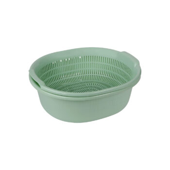 Sukhson India Westside colander Washing Bowl and Strainer Colander with Tub - Green