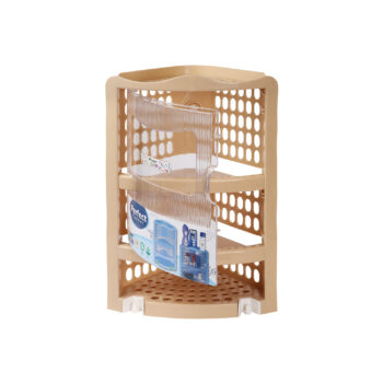 SUKHSON INDIA Plastic Wall Mount Bathroom Corner Extra Large Corner Cabinet Multipurpose Kitchen Bathroom Storage Rack Box Rack Shelf (Beige)